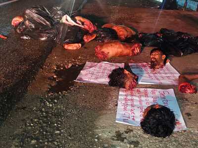 Photos of the dismembered bodies left today in Tabasco