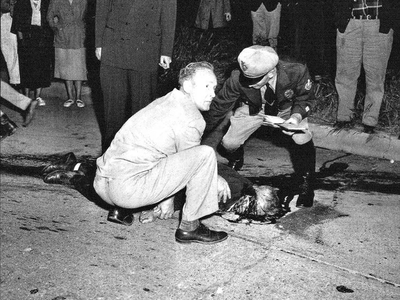 Car crash scenes from the 1950s