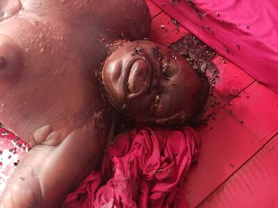 Woman found in a state of putrefaction.