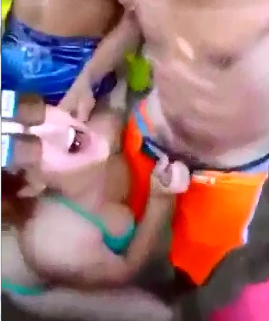 Very Slutty but Hot Brazilian gives a Blowjob then Lets Everyone Feel Her Up at Carnival