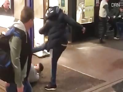 Shocking: Massive train station brawl leaves man lying on platform