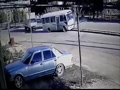Woman Flies Off When Bus Driver Hits Pole