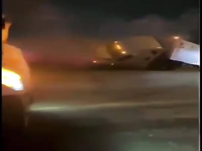 FedEx truck slams into a crash scene.