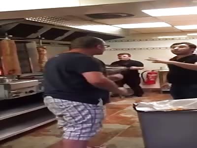 2 on 1 fight in kebab shop