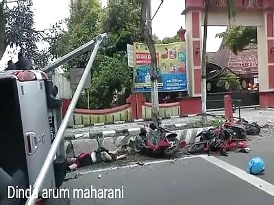 Fatal car accident with motorcycle.