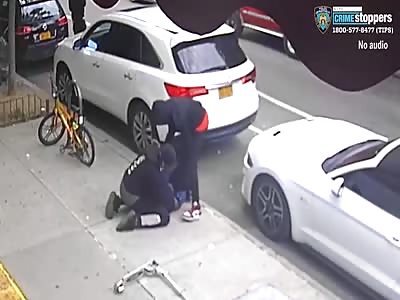 Cowardly moment three men beat, stab NY teen then steal his scooter