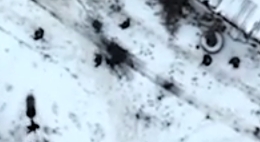 A grenade dropped from a UA drone appears to impact 4 Russians