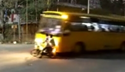 Fatal hit bus vs biker