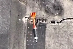 Very accurate high-altitude drone drop onto Russian trench