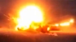 Russian tank hits magnetic mine