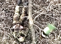 Russian soldier has a grenade dropped on him by a drone