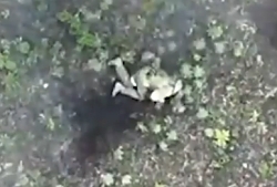 36th Brigade drone drops a grenade on a Russian soldier
