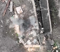 Russian troops hit by an explosive from a Ukrainian drone