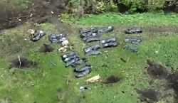 Ukrainian drone observes bagged Wagner bodies near Bakhmut