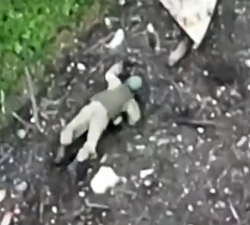 Drone footage shows a ORC being hit by small arms fire 