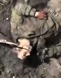 Russian soldier is hit by a drone grenade