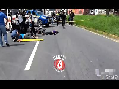 couple collides on motorcycle biker hurts his leg