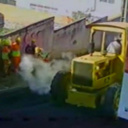Worker Killed By Blown Tire From Asphalt Pusher In Brazil