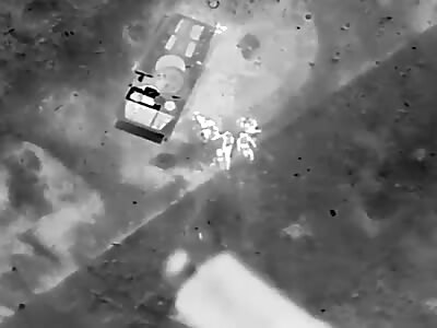Drone bombing a crowd of russians