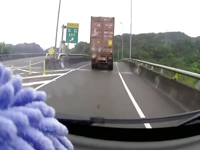 Semi-Truck (Lorry) Falls Off 5 Story Overpass