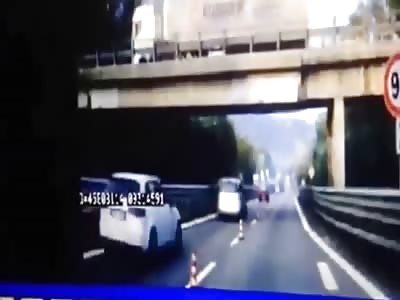 Car Being Crushed by Falling Bridge in Italy