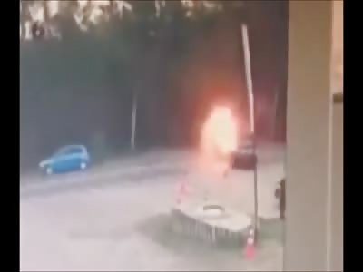 Bike Explodes Into A Fireball And Rider Flies Away