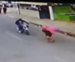 Woman Suffers Painful Injury - Leg Broken by Rider (watch slow motion)