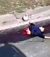 Motorcyclist left Ripped in Half left a Streak of Blood 