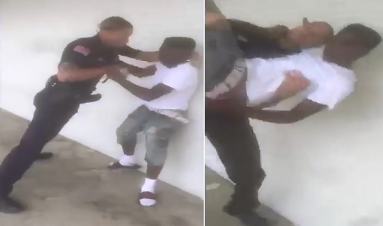 Police Officer KO's a Resisting Thug by Brutal Body Slam 