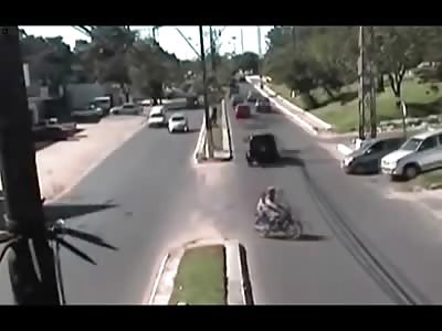 Motorcyclist tries to Swerve Away from Accident..is Hit by Another Car 