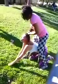 Black Girl in the Pink Delivers Brutal Beating to the White Girl 