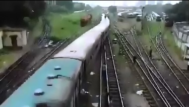 Student tries to Jump onto a Moving Train but Fails...(Watch Bottom of Screen) 