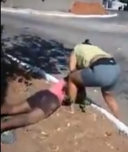 Pissed Off Woman Rubs her Victim's Face in the Dirt 