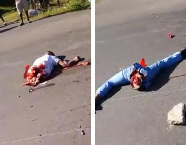 Look Out the Window on this Drive By...Man Cut in Half lies in the Street 