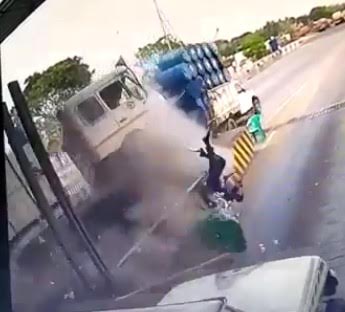 Man being Killed by Truck in the Toll - (Man Sitting) 