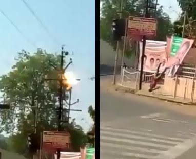 Quick Zap..Man Commits Suicide on Electric Pole 