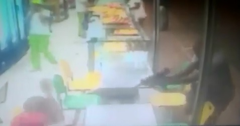 Man Eating Lunch is Shot with an Uzi then Finished Off with a Pistol to the Head 