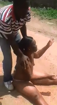 Fully Nude Housewife has her Hair pulled and is Dragged through the Dirt 