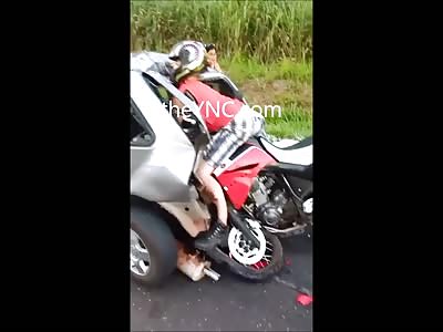 This Motorcyclist should have Really Slowed Down...