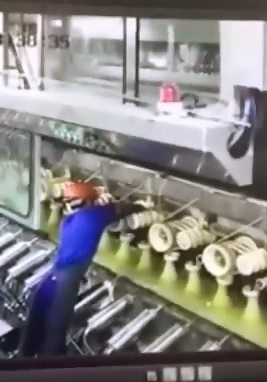Worker does an Amazing Twist in Accident Caught on Video 