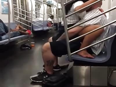 Couple Caught Fucking on NYC Subway 