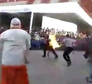 Circus Performer Gets Set on Fire During Daytime Street Performance