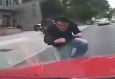 Dudes Head Smashes Through Windshield (Suicide?)