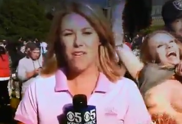 Girl Flashes Her Tits During Live news Report on 420