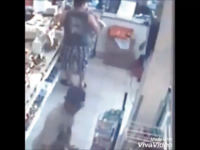 Thief cries after being shot by off duty cop - (CCTV & Aftermath)