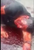 Man covered in blood agonines after being caught and beaten by mob