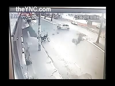 Rider Flies After Collision
