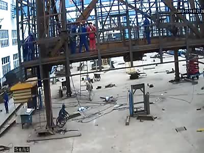 Terrible Work Accident Shows man Land Head First