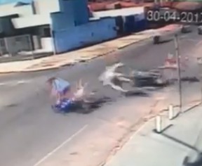 Collision sends Big Woman Flying off of Motorcycle in Fatal Accident 