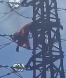 Man frying on electric tower after commit suicide